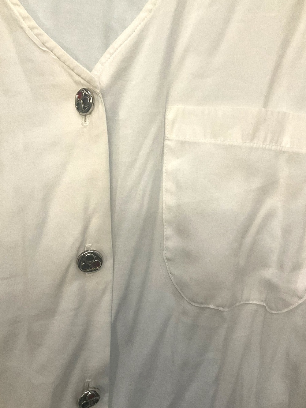 White Button-Front Blouse with Pocket • EUC • 26" p2p, 28" length - Picture 2 of 3